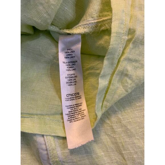 Chico's 100% Linen Mini Shift Dress Button Down Sleeveless Pockets Size Medium - Picture 11 of 11